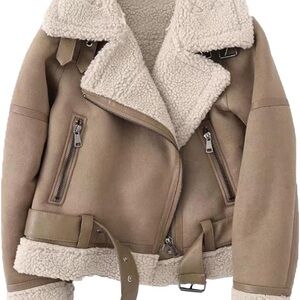 Tan Shearling Lined Jacket